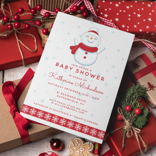 BABY SHOWER   Inbjudan till God jul Snögubbe