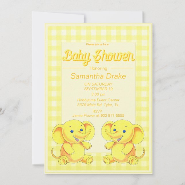 Baby shower inbjudan Toy Elefant (Framsida)