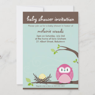 BABY SHOWER INBJUDAN: uggla + nest 1P Inbjudningar
