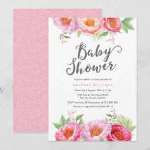 Baby Shower-inbjudan Vattenblommor från Peony Inbjudningar