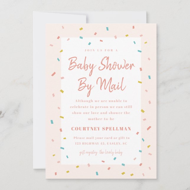 Baby shower inbjudan via post (Framsida)