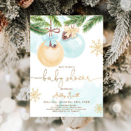 Baby Shower Inbjudan Winter jul Blue Boy
