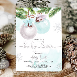 Baby Shower Inbjudan Winter jul Blue Boy