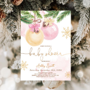 Baby Shower Inbjudan Winter Rosa Girl