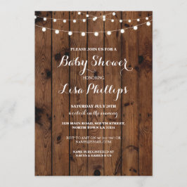Baby Shower Inbjudan Wood Rustic Ljus par Party