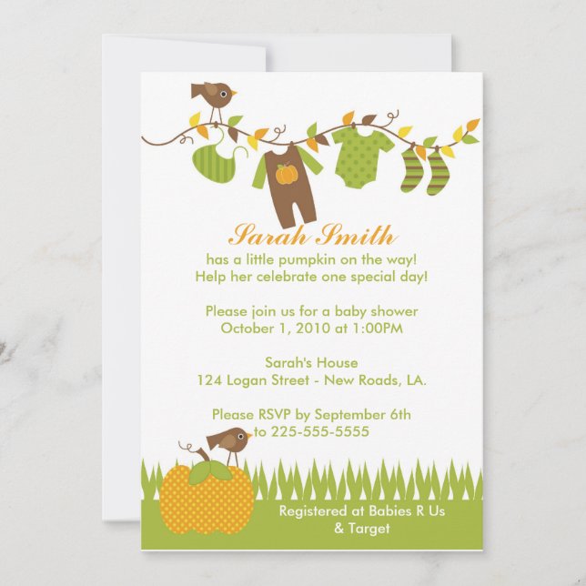 Baby shower inbjudningar (Framsida)