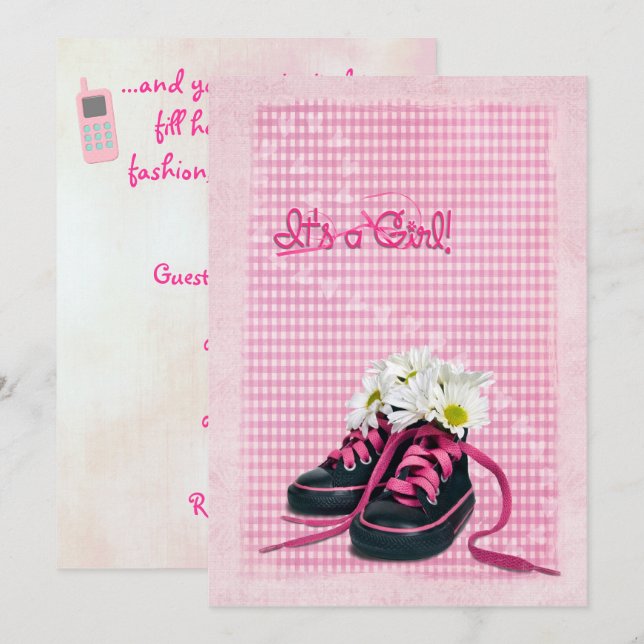 Baby Shower Inbjudningar (Fram/baksida)