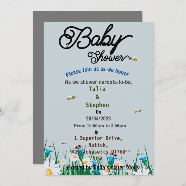 Baby Shower Inbjudningar (Fram/baksida)
