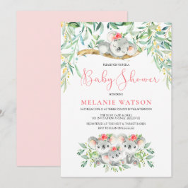 Baby Shower-inbjudningar för Girl Koala Bush Spädb Inbjudningar