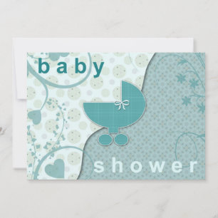Baby Shower-inbjudningar Mjuk Teal Pojke eller Fli Inbjudningar