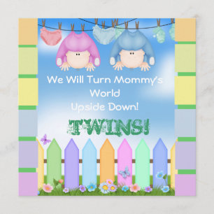 BABY SHOWER-inbjudningar, pojk- och TWILLINGAR! Inbjudningar