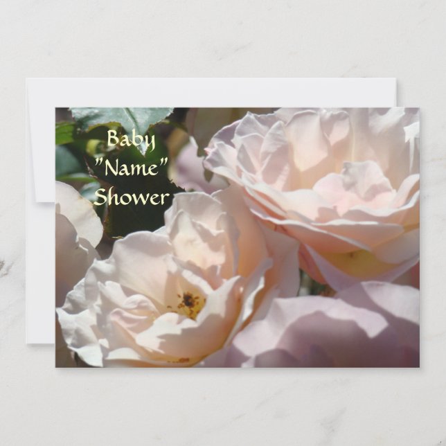 Baby Shower Inbjudningar Rosa Rosor Blommor (Framsida)