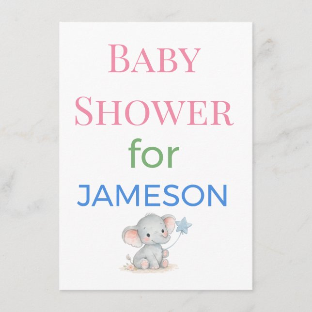 Baby Shower Inbjudningskort Bilagor Tecken | De (Framsida)