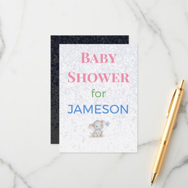 Baby Shower Inbjudningskort Inneslutna Kort Tecken (Fram/Back In Situ)