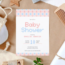 Baby Shower Inbjudningskort | Pixelvävning