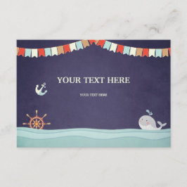 Baby Shower Insert card Ahoy Nautical Ocean Whale Tilläggskort