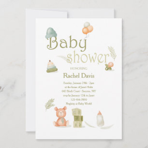 Baby Shower Inslag i vattenfärg Inbjudningar