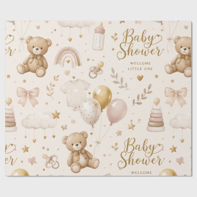 Baby Shower-inslagspapper Elegant Babyklippning Pr Presentpapper (Platt)