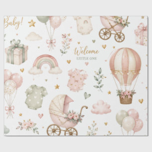 Baby Shower-inslagspapper Elegant Babyklipppresent Presentpapper