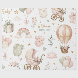 Baby Shower-inslagspapper Elegant Babyklipppresent Presentpapper