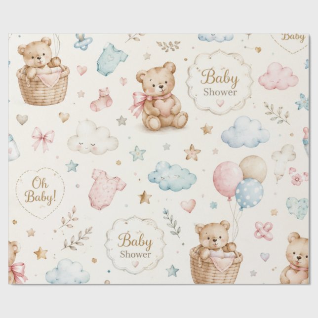 Baby Shower-inslagspapper Elegant Babyklipppresent Presentpapper (Platt)