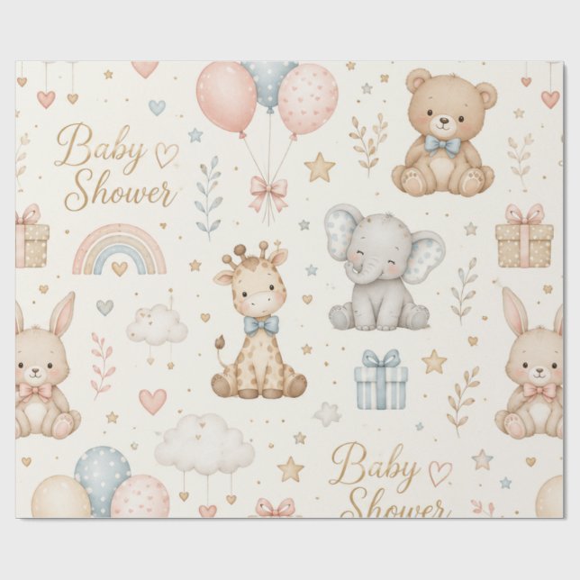 Baby Shower-inslagspapper Elegant Babyklipppresent Presentpapper (Platt)