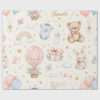 Baby Shower-inslagspapper Elegant Babyklipppresent Presentpapper