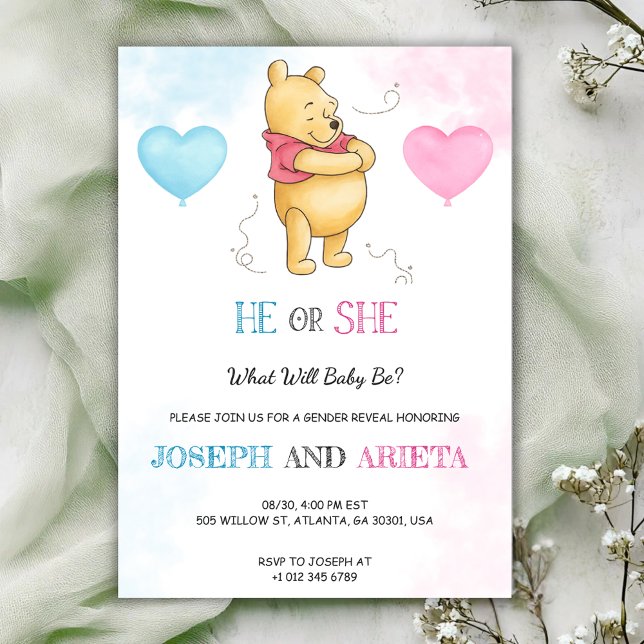 Baby shower Invitation card featuring a bear  Inbjudningar (Skapare uppladdad)