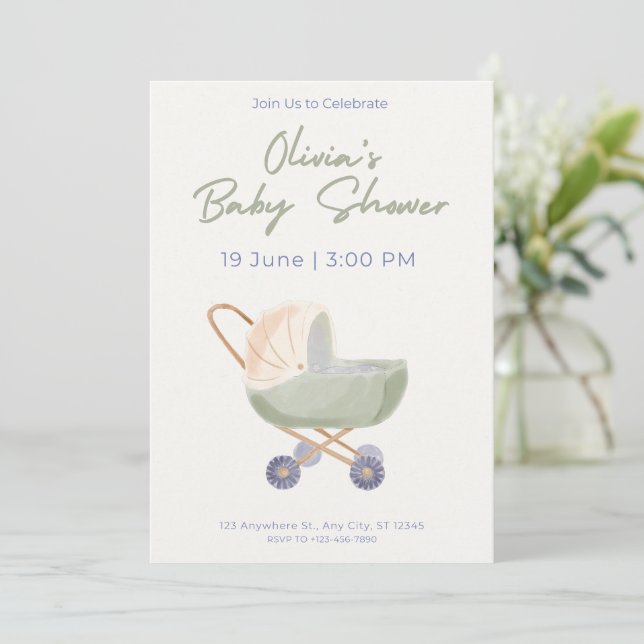 Baby Shower Invitation Cute Bear Theme Inbjudningar (Stående Fram)