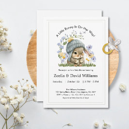 Baby Shower Invitation Cute Minimal Bunny Inbjudningar