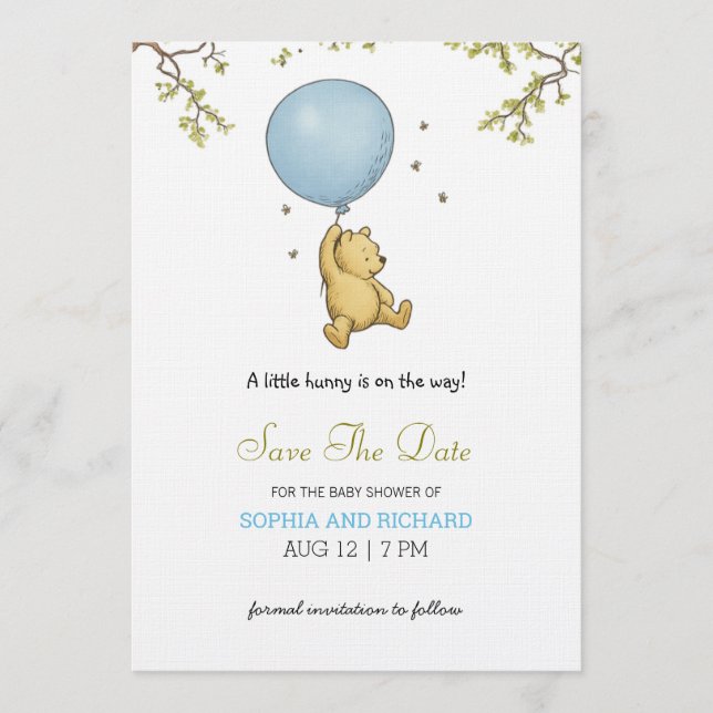Baby shower invitation featuring a cute bear  inbjudningar (Framsida)