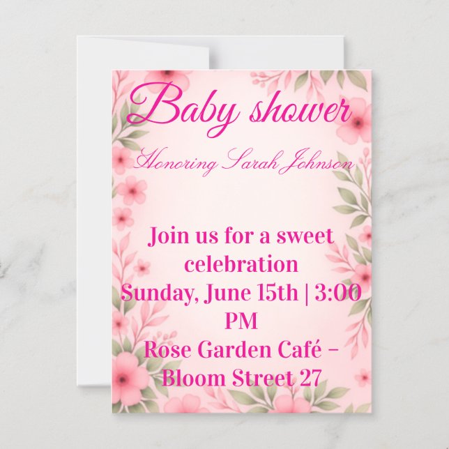 Baby shower invitation for girl  magnetisk inbjudningskort (Framsida)