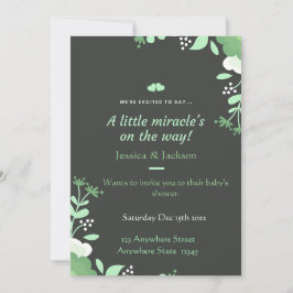 Baby Shower Invitation Green & Black Inbjudningar