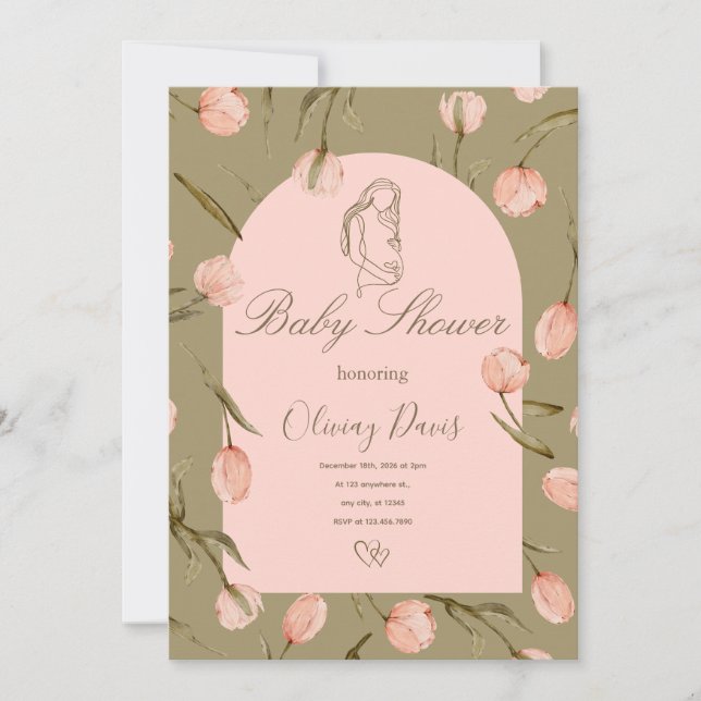 Baby Shower Invitation in Calming Nature Colors  (Framsida)