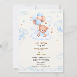 Baby shower invitation in the shape of a blue  inbjudningar
