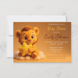 Baby Shower Invitation – Little Lion & Star Spara Datumet