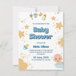 Baby Shower Invitation Neutral Beige Modern Style Anteckningskort