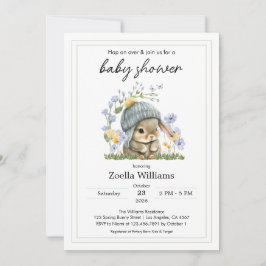 Baby Shower Invitation Simple Flowers Bunny Inbjudningar