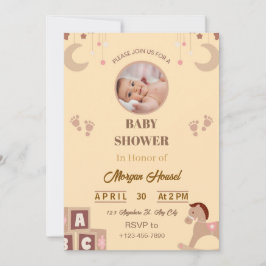 Baby Shower Invitation | Soft Beige Nursery Toys Inbjudningar