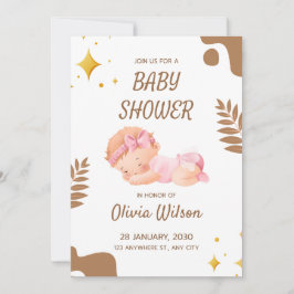 Baby Shower Invitation Soft Pink Aesthetic Inbjudningar