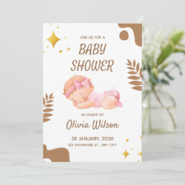 Baby Shower Invitation Soft Pink Aesthetic Inbjudningar