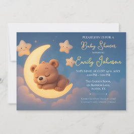 Baby Shower Invitation – Teddy Bear on the Moon Inbjudningar