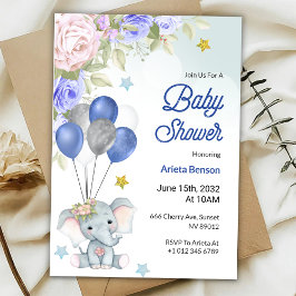Baby shower invitation with a cute elephant  inbjudningar