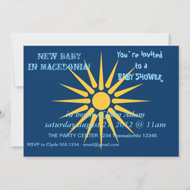 Baby Shower Invitation with Flag of Macedonia Inbjudningar (Framsida)