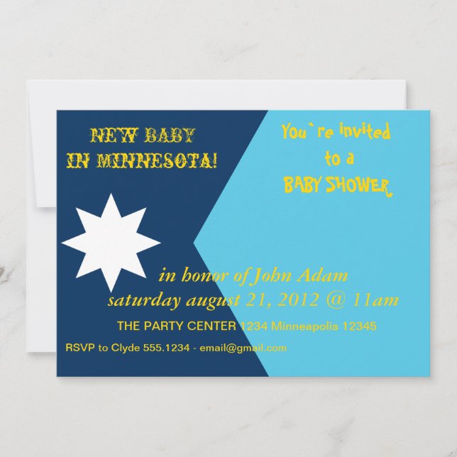 Baby Shower Invitation with Flag of Minnesota, USA Inbjudningar (Framsida)