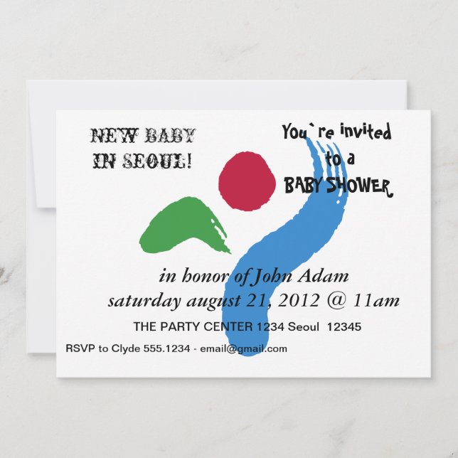Baby Shower Invitation with Flag of Seoul Inbjudningar (Framsida)