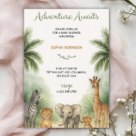 Baby shower invitation with jungle themed animals  inbjudningar