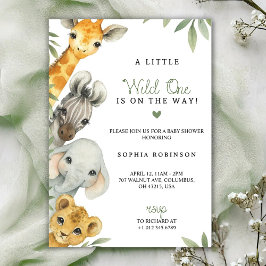 Baby shower invitation with watercolour animals  inbjudningar