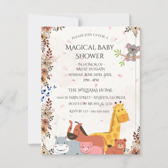 Baby Shower Invitations | Custom Wildflower Card OSA Kort (Framsida)