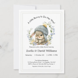 Baby Shower Invitations Watercolor Simple Bunny Inbjudningar